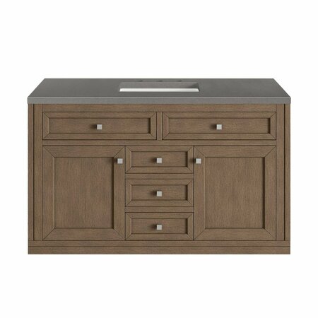 JAMES MARTIN VANITIES Chicago 48in Single Vanity, Whitewashed Walnut w/ 3 CM Grey Expo Quartz Top 305-V48-WWW-3GEX